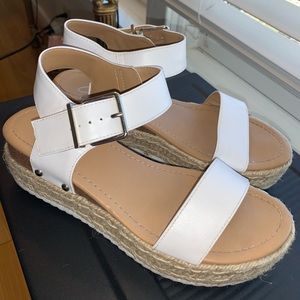 J Adams Platform Sandals with White Strap. Size 8.5, loosely worn
